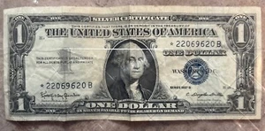 1957 One Dollar Blue Seal Series B Note Silver Certificate US Bill $1 - Picture 1 of 2