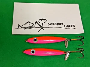 2 - 3/4 oz Minnow SPOONS LURES LEAD SLAB FISHING JIGGING ORANGE PINK kokanee - Picture 1 of 6