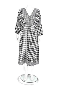 J. CREW Button-front Midi Black White Long Sleeve Mixed Gingham Dress sz M /925 - Picture 1 of 7