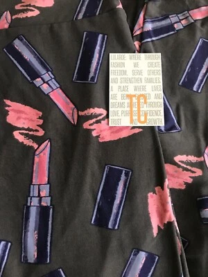 Lularoe TC Tall & Curvy Leggings Solid Gray Pink Blue Lipstick New 🦄 HTF Lip - Image 1 of 4