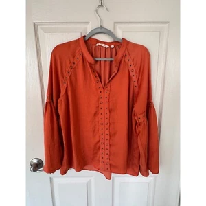 Soft Surroundings Blouse Bell Sleeve Eyelet Detail Rust Orange PXL y2 - Picture 1 of 5