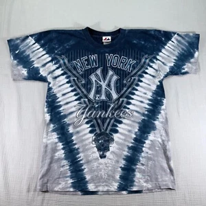 Vintage Yankees T-Shirt Majestic Single Stitch New York AOP Mens Size Medium - Picture 1 of 11