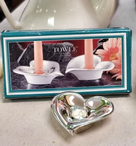 Towle Silversmith Heart Shaped Candlestick Holders - New in box, Set of 2 - Picture 1 of 7