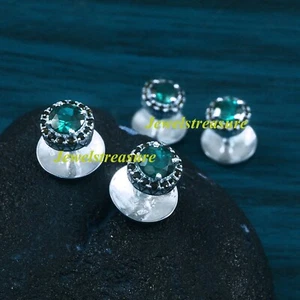 Natural London Blue topaz & Spinel Gemstones 925 Silver Tuxedo Buttons Set #312 - Picture 1 of 7