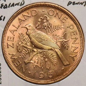 New Zealand 1961 Penny Tui Bird 299258 combine shipping - Picture 1 of 2