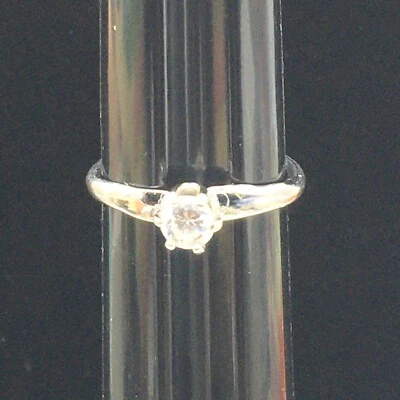 Anillo solitario vintage de diseñador 18k HGE tono plata talla 7,5 Foto 1 de 4