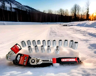 Combo Craftsman 16 Socket mixed With Ratchet 3/8 /1/2" joint Set - Image 1 of 4