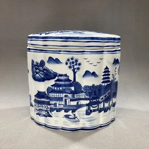 Lg Vintage Bombay Company blau & weiß Chinoiserie Stil Ingwer Glas Teekanister - Bild 1 von 6