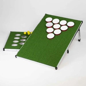 GOLF BEER PONG DRINKING GAME - 2 x Folding Party Golf Chipping Boards Cornhole - Picture 1 of 5