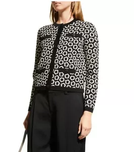 Tory Burch Kendra Floral Jacquard Button-Down Cardigan Black XL NEW w Tags $598 - Picture 1 of 10