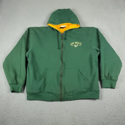 USF Bulls Sweater Mens XL Green Full Zip Up Hoodie Sweatshirt College Sports Cover