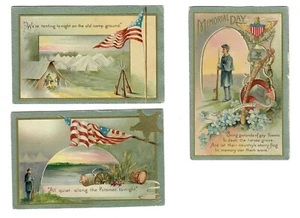Vintage Patriotische Postkarten (3) Ehrungen zum Gedenktag - Bild 1 von 2