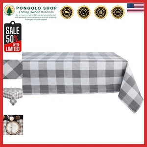Elegant Farmhouse Tablecloth, 60x84 Gray & White, Machine Washable for Easy Care - Picture 1 of 11
