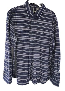 HOWE mens Flannel Button Up Long Sleeve Shacket Size XL blue stripe NICE!! nwot - Picture 1 of 7