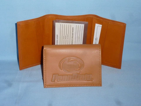 PENN STATE NITTANY LIONS Leather TriFold Wallet NEW!  tan bb Cover