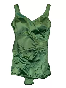 Neu mit Etikett Roxanne plissierte Hülle einteiliger Badeanzug meergrün 38C Gr. 14 Bauchkontrolle - Bild 1 von 8