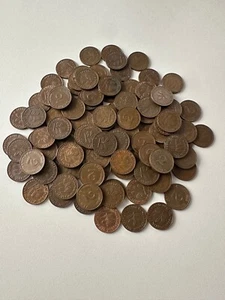 2 Pfennig - 100 Kupfermünzen Konvolut - Nicht magnetisch - Für Sammler - Bild 1 von 3