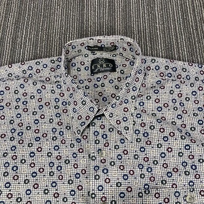 Camisa Enro Para Hombres XL Vestido Geométrico Fiesta Club Círculos Multicolor Manga Larga Foto 1 de 4