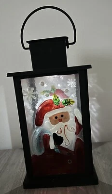 HOLIDAY SANTA LANTERN - 12" TALL - With Light - Image 1 of 4