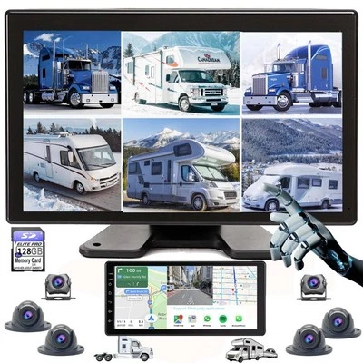 6 Split Backup Camera Built-in DVR GPS Navigation Car Stereo with Carplay 128... - Image 1 of 4