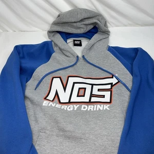 NOS Energy Drink XL Hoodie Hooded Sweatshirt Gray/Blue - Picture 1 of 9