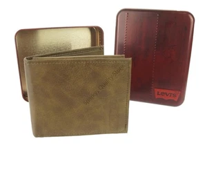 Original Levi's Leder Portemonnaie Hellbraun Bi Faltbar Rfid Schutz Id-Fenster - Picture 1 of 8
