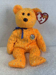 Ty Beanie Baby DECADE the Bear Rare 2003 W/ Hologramm & P.E. Pellets mit Etikett Fehler - Bild 1 von 12