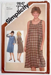 Vintage Simplicity 9847. Maternity Dress Or Jumper & Blouse. Sz 12, B34 . Uncut. - Picture 1 of 2