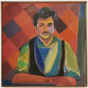 A. AMBRAMOWITZ (USA, 20TH C) VINT FAUVIST MODERNIST FIGURATIVE O/C, W/SLAT FRAME - Picture 1 of 11