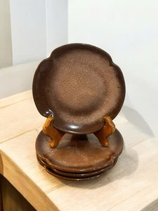 Vtg Set Of 4 Frankoma Plainsman Brown 5 3/4" Round Flat Bread Saucer 5E Plates - Picture 1 of 4