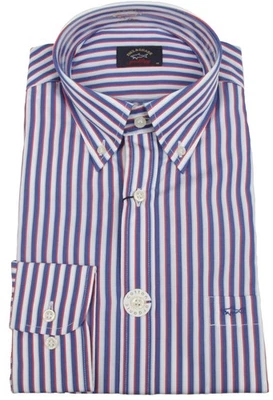 Paul & Shark 游艇男式长袖礼服衬衫条纹胸袋棉质 — 第 1/3 张图片