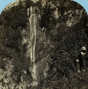 Frankreich Pyrenäen Cascade du Serpent Wasserfall Eaux Bonnes Stereo Foto Lamy 1867 - Bild 1 von 3