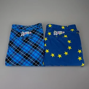 (2) Pantalones de golf Royal & Awesome 44/28 estrellas/a cuadros EE. UU. para hombre usados en excelente estado - Imagen 1 de 20