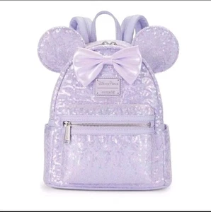 NEW ✨️ Disney Parks 2025 Mickey Minnie Opalescent Lavender Sequin Mini Backpack - Picture 1 of 5