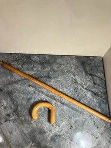 Vintage Gehstock aus Holz mit verstecktem Glaskolben Bambusschaft - Bild 1 von 11