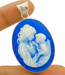 Italian Cameo Mother Mary 925 Sterling Silver Pendant Jewelry @20-4 - Picture 1 of 1