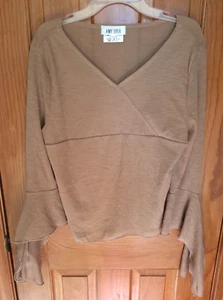 Girl's Amy Byer Tan Sheer V Neck Peasant Shirt Plus Size 18 1/2 - Picture 1 of 1