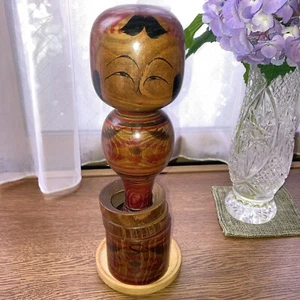 Vintage  Yamiyo-Kokeshi Wooden Dolls 9" Signed by Nagao Thogatta traditional - Picture 1 of 19