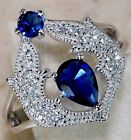 2ct Blue Sapphire & White Topaz 925 Sterling Silver Ring Jewelry Sz 8 Ub2-1