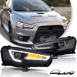 VLAND Chrome Projector Headlights For 2008-17 Mitsubishi Lancer EVO Fit Halogen - Picture 1 of 16
