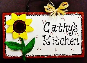 SUNFLOWER Personalized KITCHEN Name SIGN Wall Art Decor Country Crafts Plaque  - Picture 1 of 1