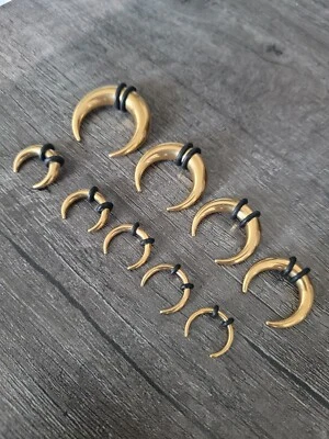 9 Gold Steel Pinchers 0g-14g Horseshoes Septum Stretching Kit gauges jewelry big - Image 1 of 4