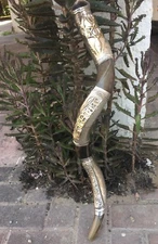 32 "SILVER Plate Evangelist SHOFAR Kudu Horn con la estrella de David injertada