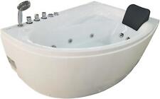 EAGO Am161-l 59" Single Person Corner White Acrylic Whirlpool Bath Tub