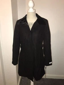 Calvin Klein Womens Coat Wool Blend Navy Black Size Small - Picture 1 of 7
