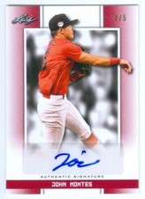 JOHN MONTES "RED AUTOGRAPH CARD /5" LEAF PERFECT GAME NATIONAL SHOWCASE 2019
