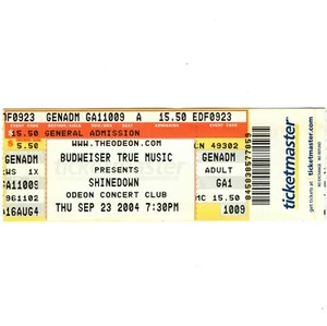 SHINEDOWN & CROSSFADE & SILVERTIDE Concert Ticket Stub CLEVELAND OH 9/23/04 Rare - Picture 1 of 2
