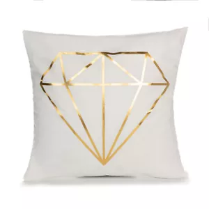 Velvet Geometric Throw Pillow Case Home Decor Gold Foil Printed Cushion Covers - Picture 1 of 24