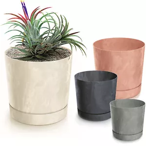 Macetas Macetas redondas Decorativo aspecto hormigón Antracita Gris terracota Cremoso - Imagen 1 de 23