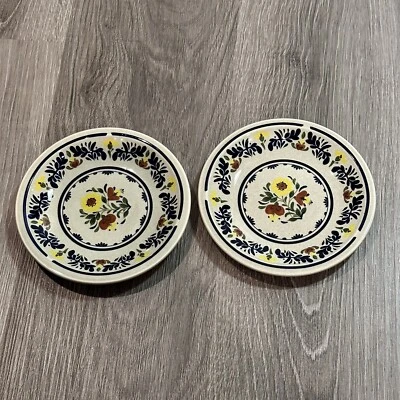 Juego de 2 platos de postre florales de horno a mesa bretón de madera de cuña hechos en Inglaterra Foto 1 de 4